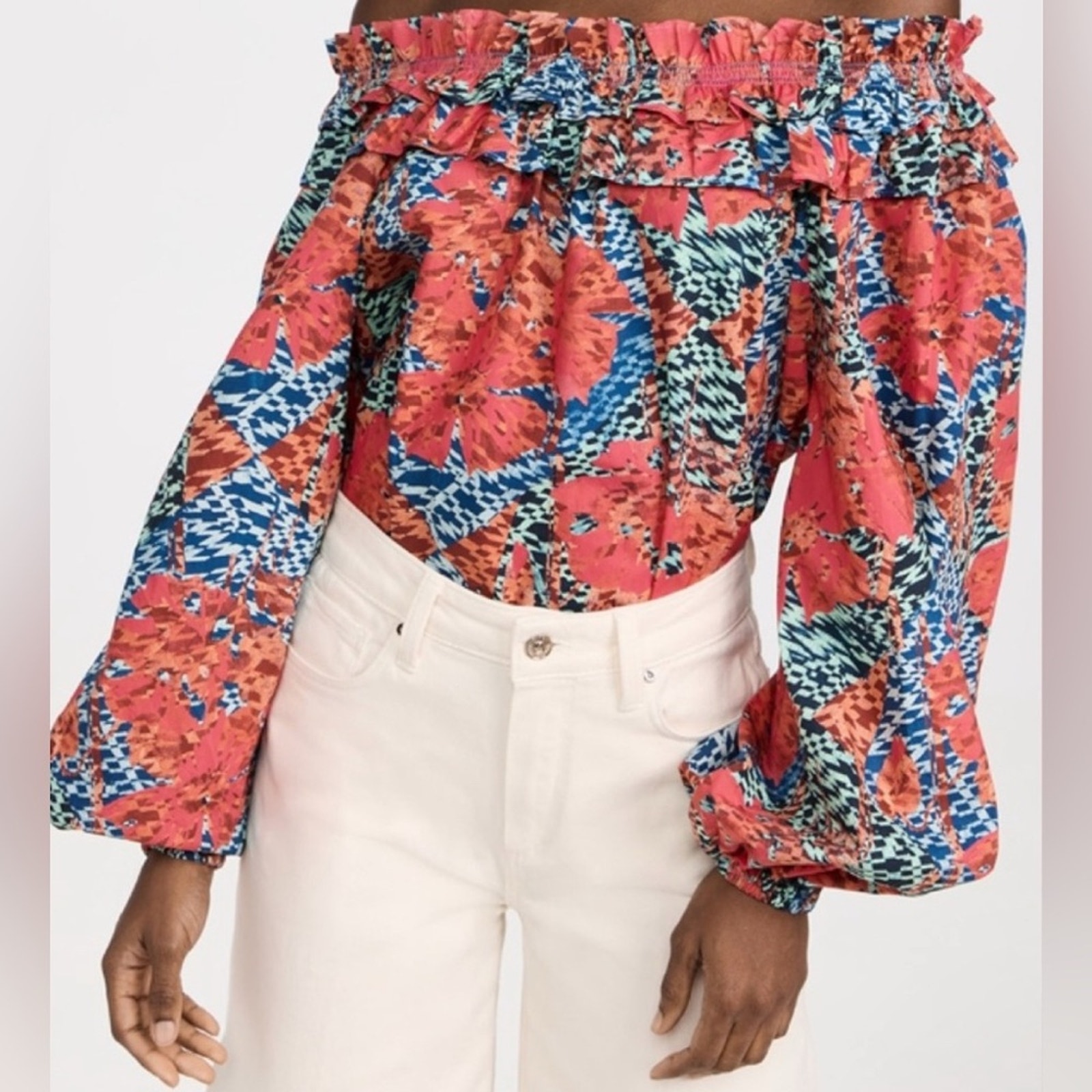 Nwt Ulla Johnson Olga Blouse Size 0 Oversized Exaggerated Sleeve Off The Shouler